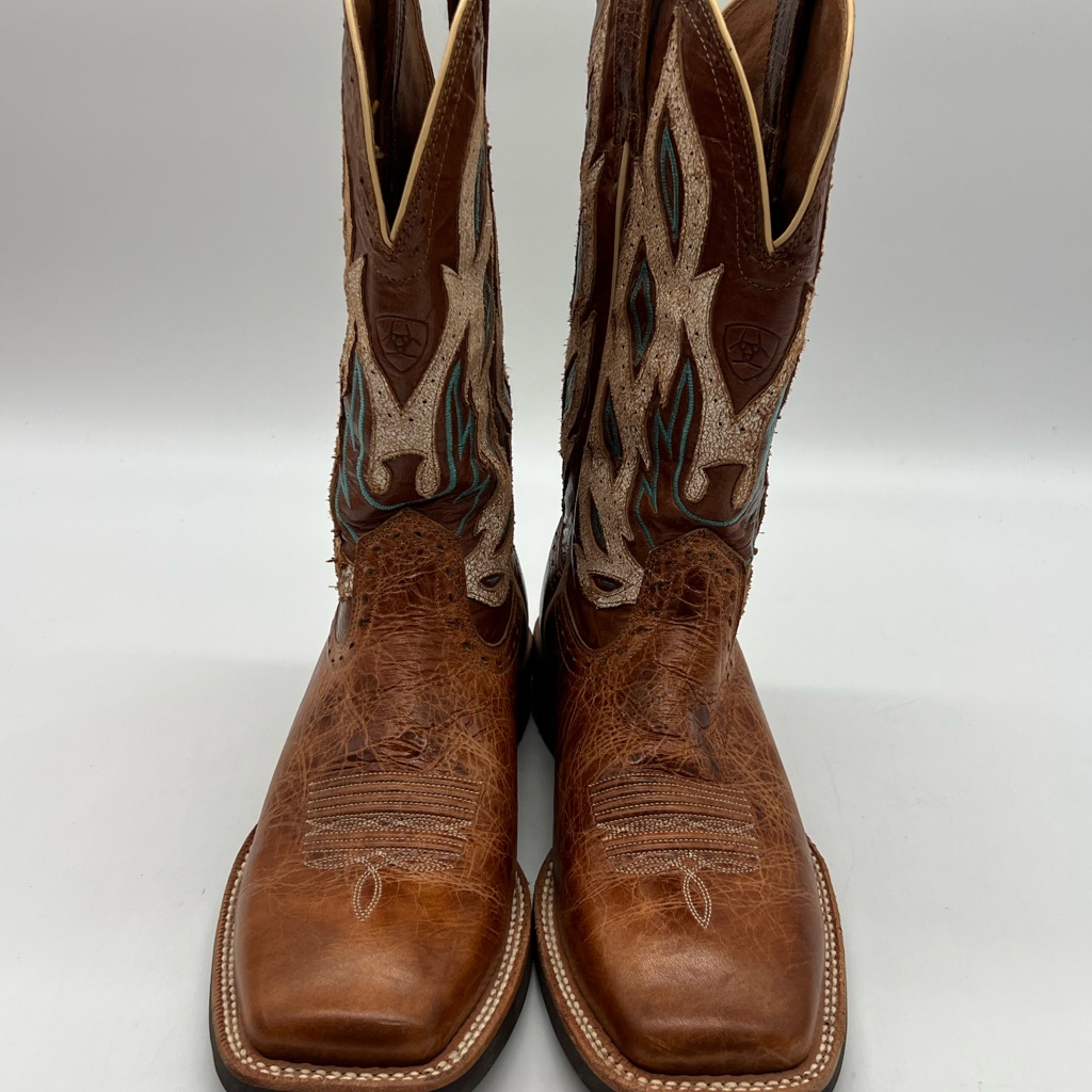 Ariat Nighthawk Mens Size 9d Golden Brown Leather Cowboy Western Rodeo Boots.